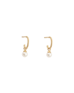 TINY PEARL HOOPS (18K GOLD PLATED) IMAGE 1